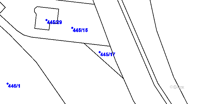Parcela st. 445/17 v KÚ Šebrov, Katastrální mapa