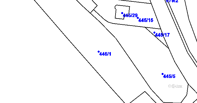 Parcela st. 446/1 v KÚ Šebrov, Katastrální mapa
