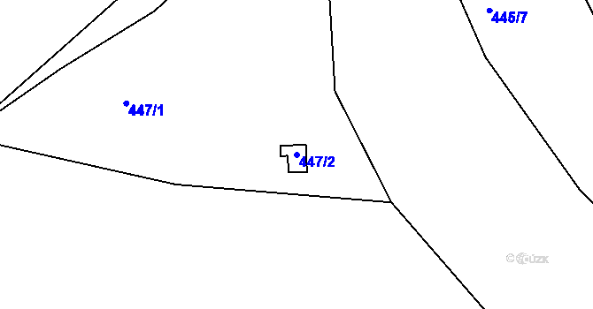 Parcela st. 447/2 v KÚ Šebrov, Katastrální mapa