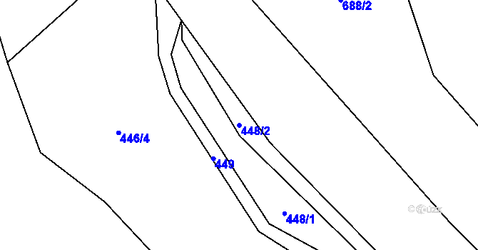 Parcela st. 448/2 v KÚ Šebrov, Katastrální mapa