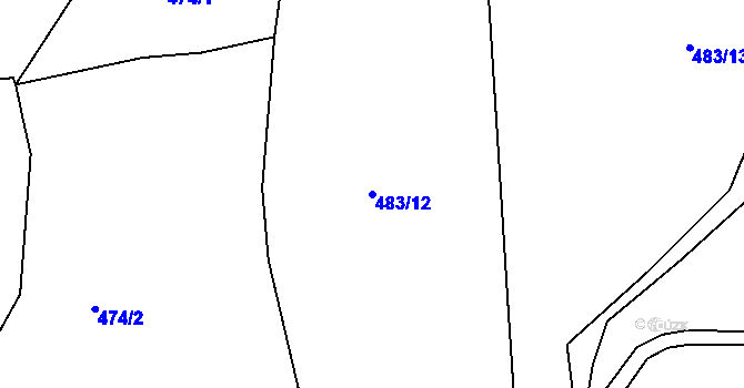 Parcela st. 483/12 v KÚ Šebrov, Katastrální mapa