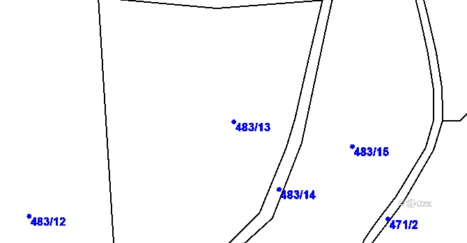 Parcela st. 483/13 v KÚ Šebrov, Katastrální mapa