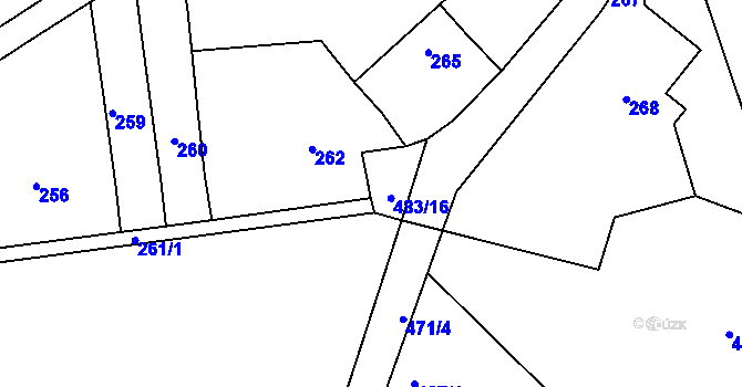 Parcela st. 483/16 v KÚ Šebrov, Katastrální mapa