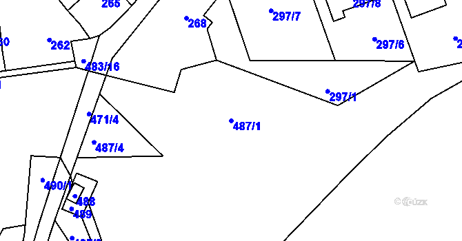 Parcela st. 487/1 v KÚ Šebrov, Katastrální mapa