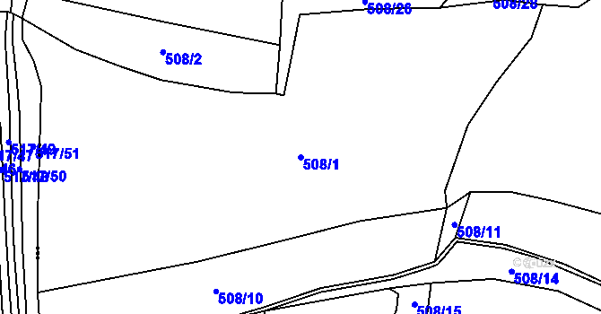 Parcela st. 508/1 v KÚ Šebrov, Katastrální mapa