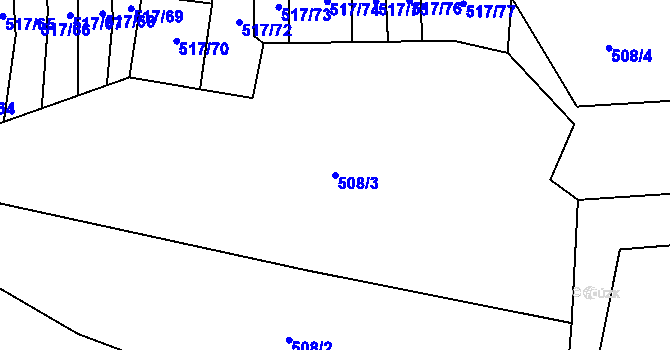 Parcela st. 508/3 v KÚ Šebrov, Katastrální mapa