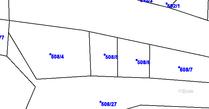Parcela st. 508/5 v KÚ Šebrov, Katastrální mapa