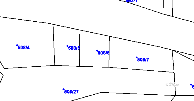 Parcela st. 508/6 v KÚ Šebrov, Katastrální mapa