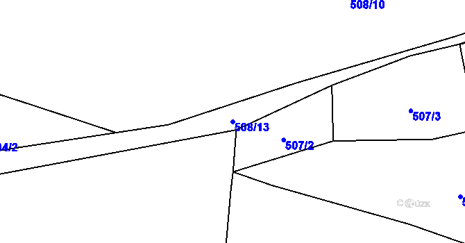 Parcela st. 508/13 v KÚ Šebrov, Katastrální mapa
