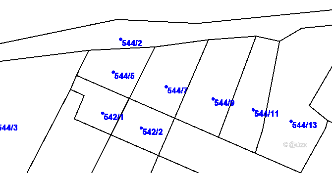 Parcela st. 544/7 v KÚ Šebrov, Katastrální mapa