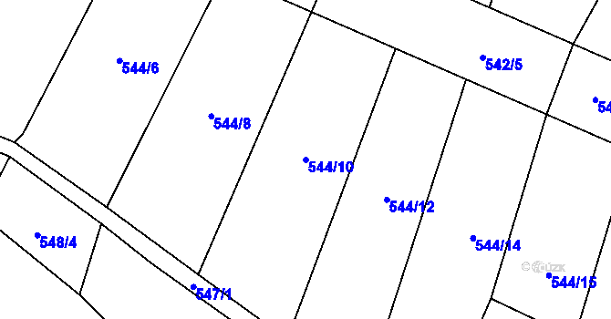 Parcela st. 544/10 v KÚ Šebrov, Katastrální mapa