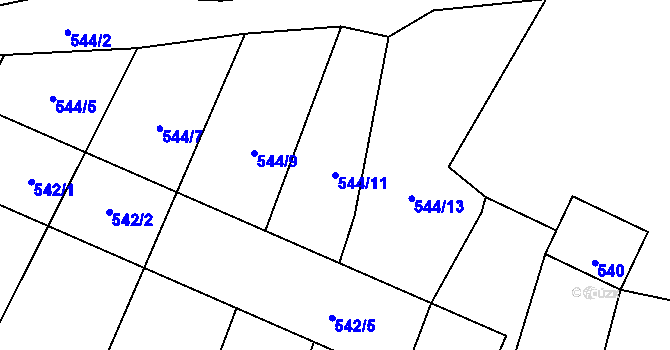 Parcela st. 544/11 v KÚ Šebrov, Katastrální mapa