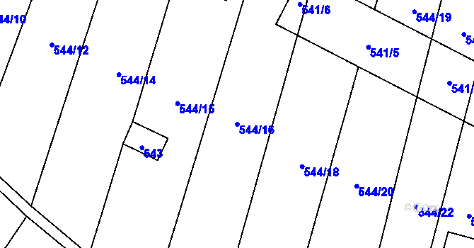 Parcela st. 544/16 v KÚ Šebrov, Katastrální mapa