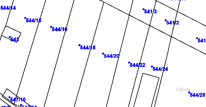 Parcela st. 544/20 v KÚ Šebrov, Katastrální mapa