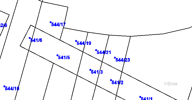 Parcela st. 544/21 v KÚ Šebrov, Katastrální mapa