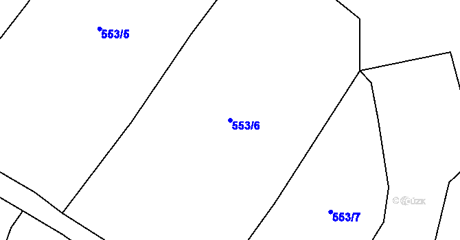 Parcela st. 553/6 v KÚ Šebrov, Katastrální mapa