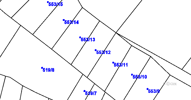 Parcela st. 553/12 v KÚ Šebrov, Katastrální mapa