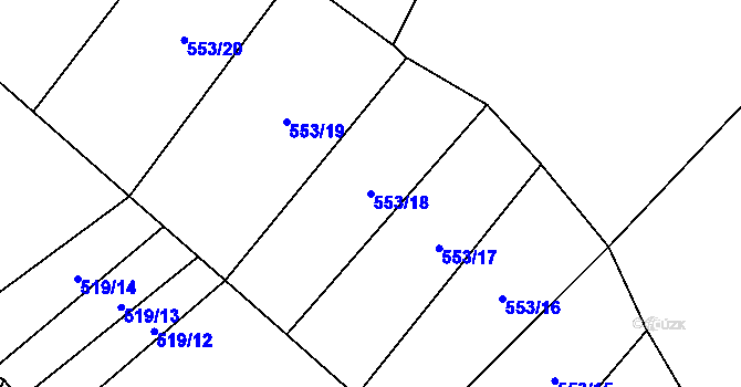 Parcela st. 553/18 v KÚ Šebrov, Katastrální mapa