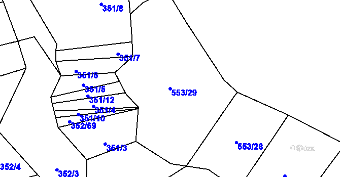Parcela st. 553/29 v KÚ Šebrov, Katastrální mapa
