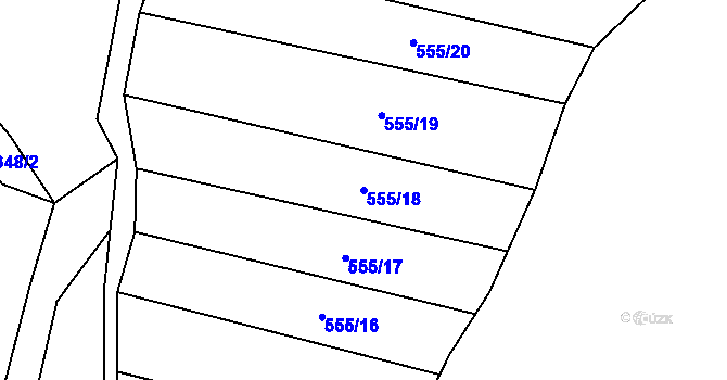 Parcela st. 555/18 v KÚ Šebrov, Katastrální mapa