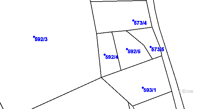 Parcela st. 592/4 v KÚ Šebrov, Katastrální mapa