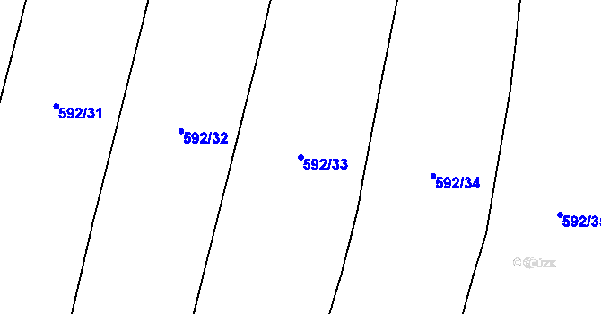 Parcela st. 592/33 v KÚ Šebrov, Katastrální mapa