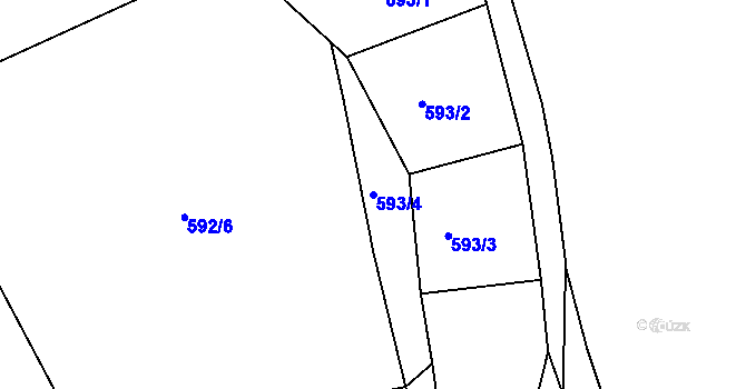 Parcela st. 593/4 v KÚ Šebrov, Katastrální mapa