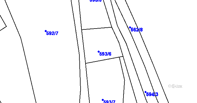 Parcela st. 593/6 v KÚ Šebrov, Katastrální mapa
