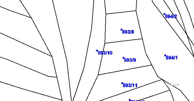 Parcela st. 593/10 v KÚ Šebrov, Katastrální mapa