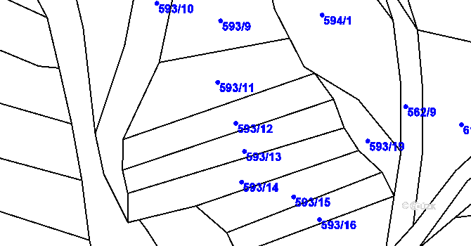 Parcela st. 593/12 v KÚ Šebrov, Katastrální mapa