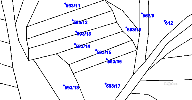 Parcela st. 593/15 v KÚ Šebrov, Katastrální mapa