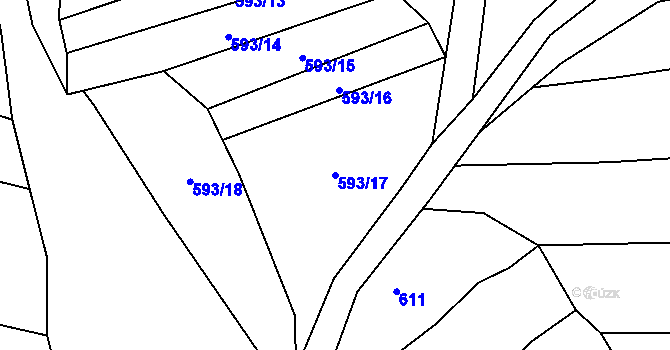 Parcela st. 593/17 v KÚ Šebrov, Katastrální mapa