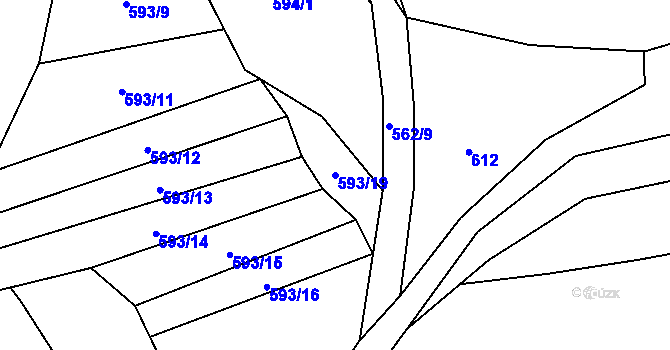Parcela st. 593/19 v KÚ Šebrov, Katastrální mapa