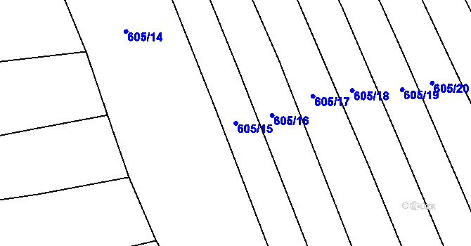 Parcela st. 605/15 v KÚ Šebrov, Katastrální mapa