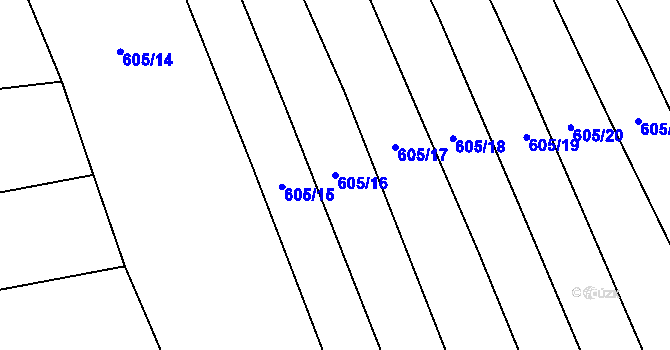 Parcela st. 605/16 v KÚ Šebrov, Katastrální mapa