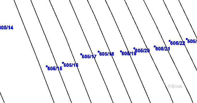 Parcela st. 605/18 v KÚ Šebrov, Katastrální mapa