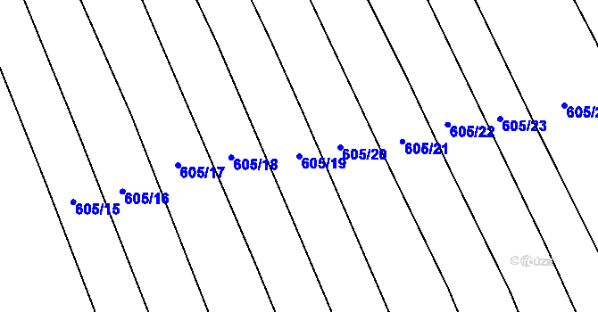 Parcela st. 605/19 v KÚ Šebrov, Katastrální mapa