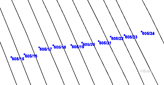 Parcela st. 605/20 v KÚ Šebrov, Katastrální mapa