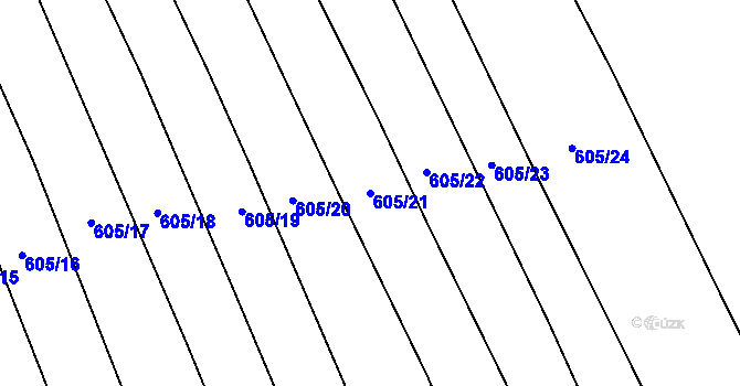 Parcela st. 605/21 v KÚ Šebrov, Katastrální mapa