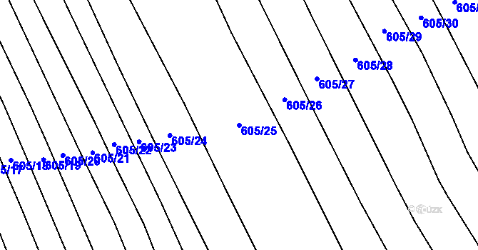 Parcela st. 605/25 v KÚ Šebrov, Katastrální mapa