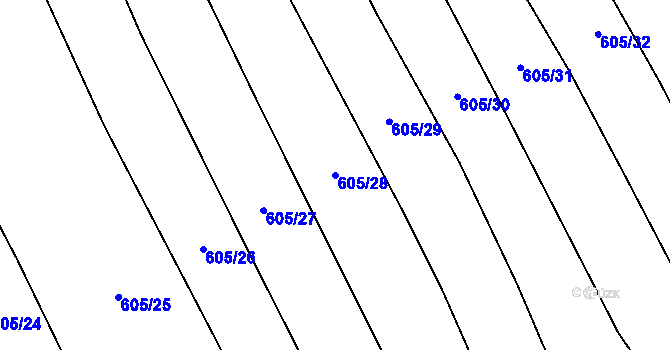 Parcela st. 605/28 v KÚ Šebrov, Katastrální mapa