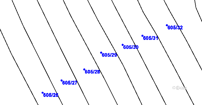 Parcela st. 605/29 v KÚ Šebrov, Katastrální mapa