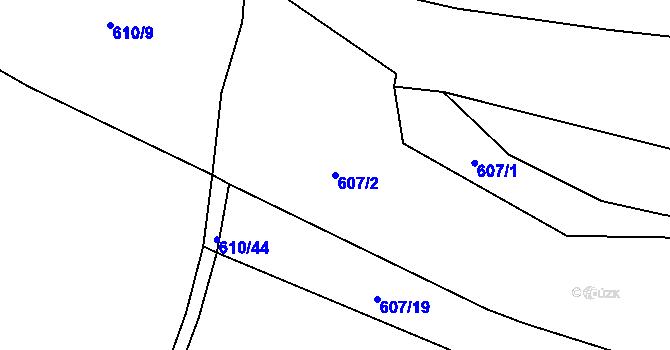 Parcela st. 607/2 v KÚ Šebrov, Katastrální mapa