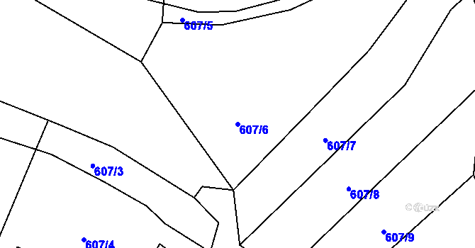 Parcela st. 607/6 v KÚ Šebrov, Katastrální mapa