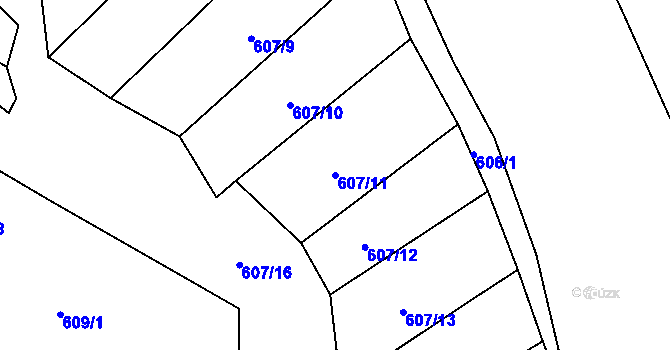 Parcela st. 607/11 v KÚ Šebrov, Katastrální mapa