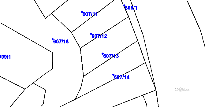 Parcela st. 607/13 v KÚ Šebrov, Katastrální mapa