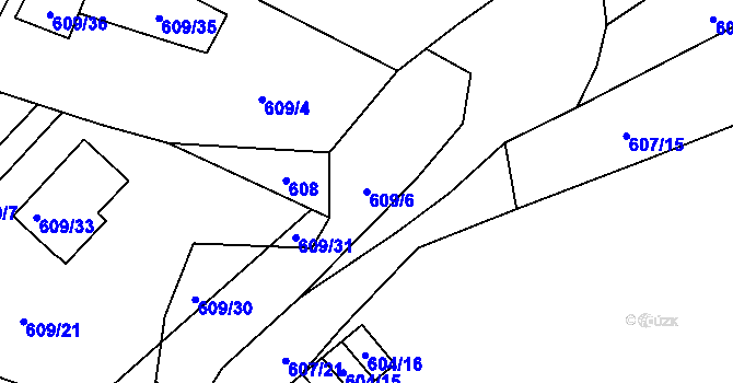 Parcela st. 609/6 v KÚ Šebrov, Katastrální mapa