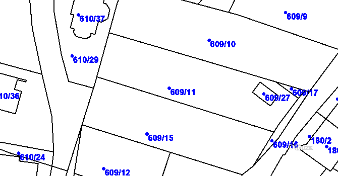 Parcela st. 609/11 v KÚ Šebrov, Katastrální mapa