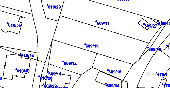 Parcela st. 609/15 v KÚ Šebrov, Katastrální mapa