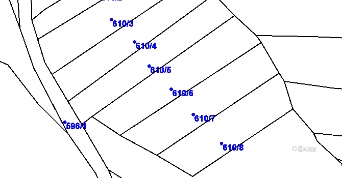 Parcela st. 610/6 v KÚ Šebrov, Katastrální mapa